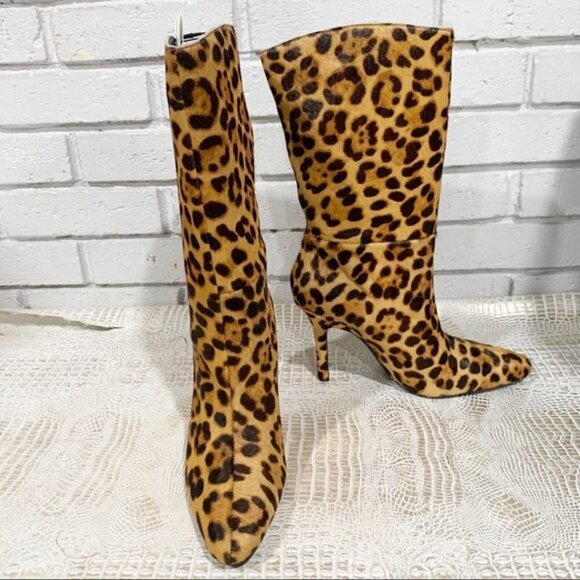 Zara Women’s Animal Print Heeled Leather Ankle Boots - Picture 12 of 15